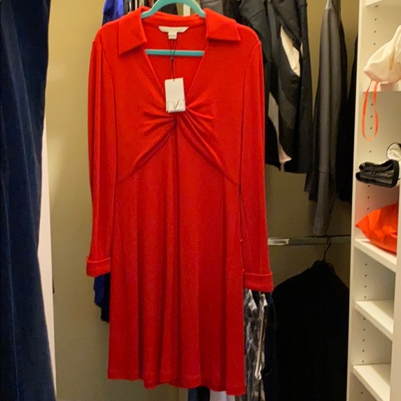 Diane Von Furstenberg Red Knit Dress - Picture 1 of 11